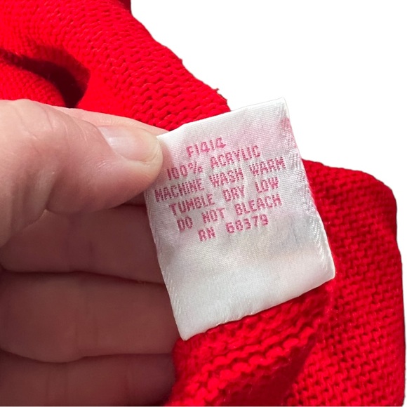 VTG 90's BRIGHTS CREEK Red Acrylic Knit Zip Up Hoodie W/ Rocking Horse 24 months - Picture 6 of 6